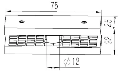 180 Degree Glass To Glass Clamp (Short) Dimension Drawing
