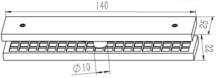 180 Degree Glass To Glass Flat Clamp (Long) Dimension Drawing