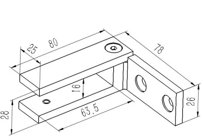 Adjustable Glass To Wall Bracket Dimension Drawing