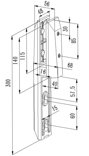 Edge Side Mount Glass Spigot Dimension Drawing