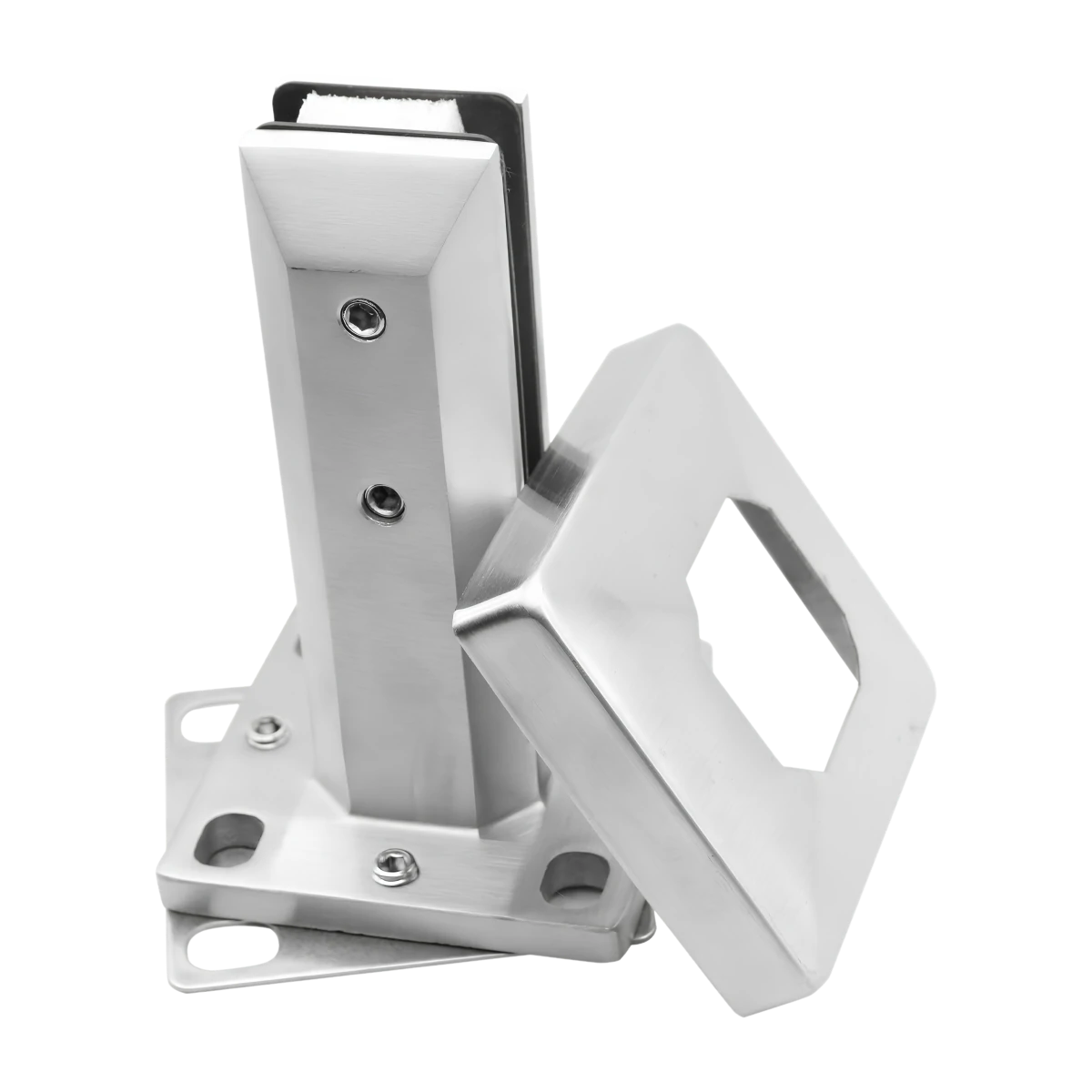 Adjustable Square Base Mount Glass Spigot (Level Adjustable)