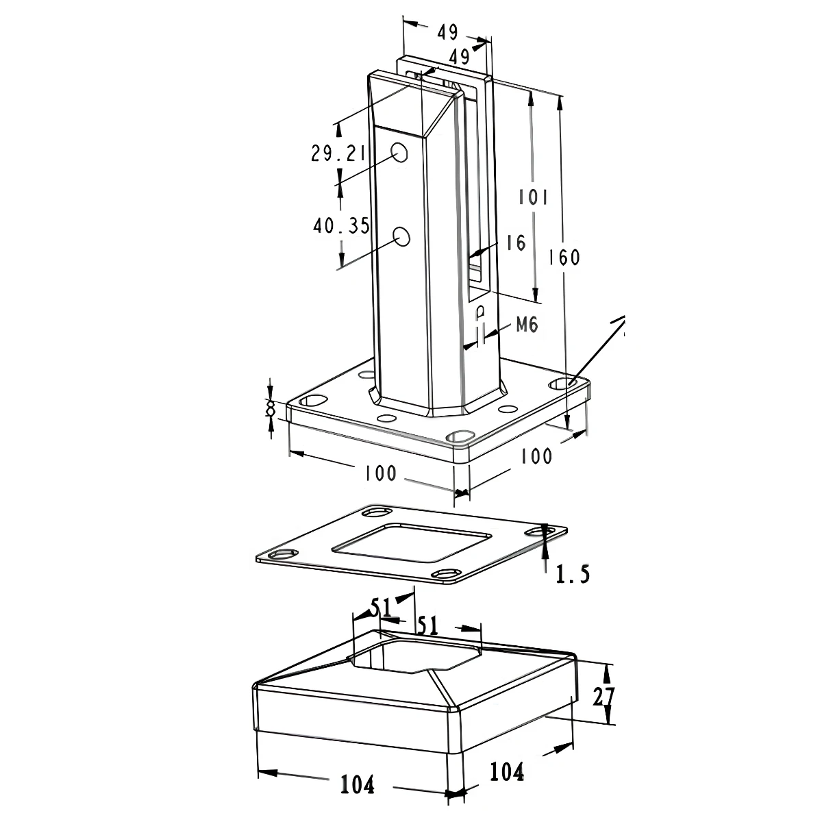 Level And Glass Height Adjustable Dimension