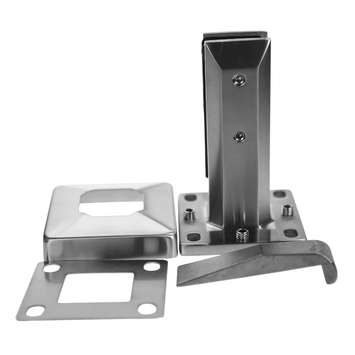 Adjustable Square Base Mount Glass Spigot(Level And Glass Tilt Adjustable)