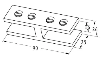 Double hole 180 Degree Glass To Glass Bracket Dimension Drawing