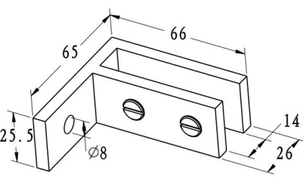 Double Hole Glass To Wall Bracket Dimension Drawing