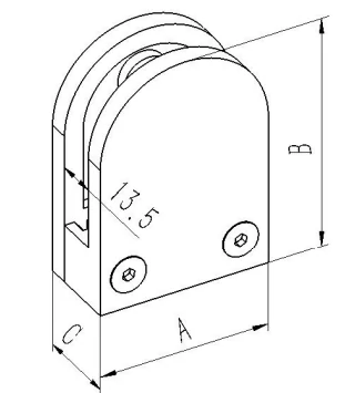 Flat Back D Glass Clamp Dimension Drawing