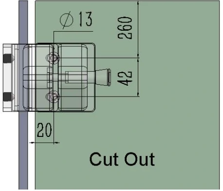 Full Stainless Steel Latch Glass to Glass 90 Degree (Down) Dimension Drawing