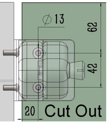 Full Stainless Steel Latch Glass to wall Dimension Drawing