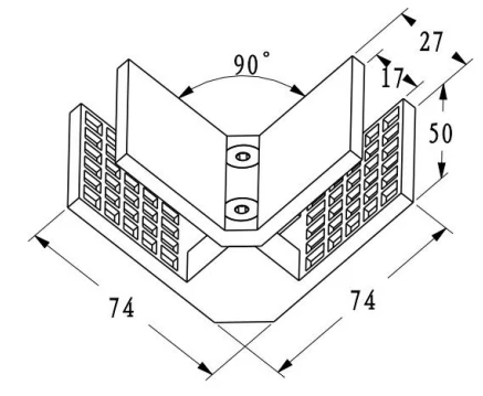 Heavier 90 Degree Glass To Glass Corner Bracket Dimension Drawing