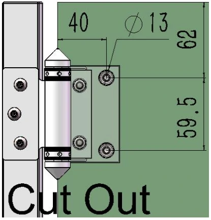 Heavy Stainless Steel Hinge(Stamping)Glass to wall Dimension Drawing