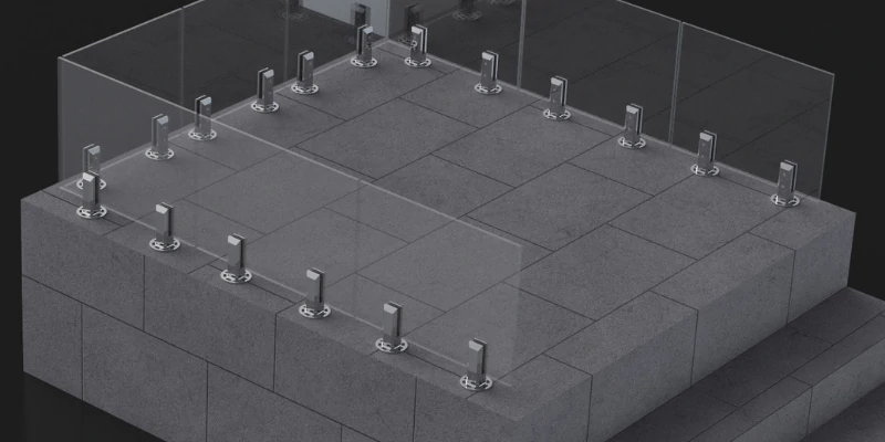 Use in Hollow Square Glass Spigot With Base Mount
