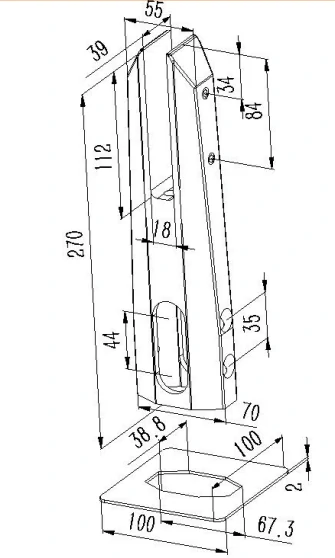 Oval Core Drill Glass Spigot Dimension Drawing
