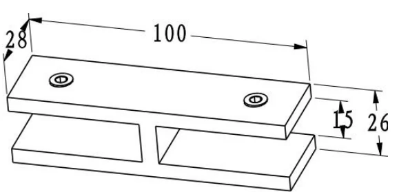 Regular 180 Degree Glass To Glass Bracket Dimension Drawing