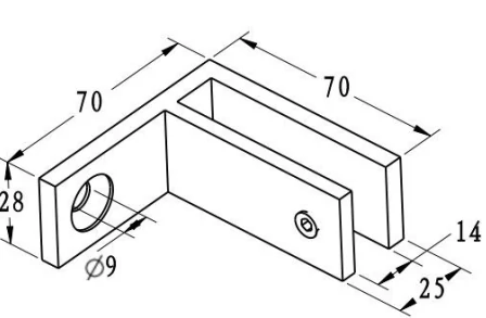 Regular Glass To Wall Bracket Dimension Drawing