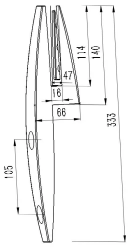 Edge Mount Glass Spigot Dimension Drawing