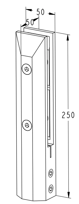 Square core drill Glass Spigot Dimension Drawing