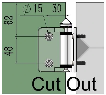 Stainless Steel Hinge (Casting) Glass to wall Dimension Drawing