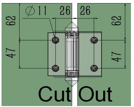 Stainless Steel Hinge (Stamping) Glass to Glass Dimension Drawing